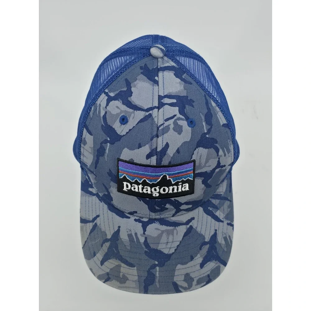 Patagonia Trucker Hat Blue Camo Snapback Mesh Cap Hat Size: All